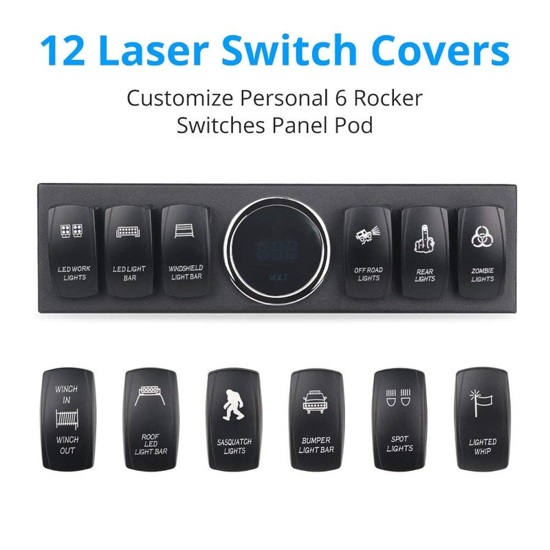 WATERWICH 6 Gang Rocker Switch Panel Pod with 80A Relay Box Circuit Breaker Source Control System Compatible with Jeep Wrangler JK JKU 2007-2018 with 12 Switch Covers & a Switch Clip Remover - Image 4
